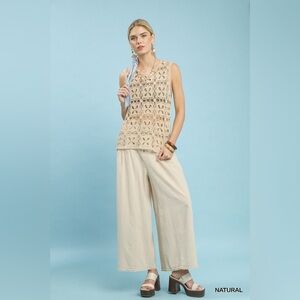 Umgee Crochet Flower Motif Sleeveless Tank Top🆕